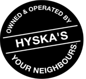 A graphic logo for Hyska's Your Independent Grocer