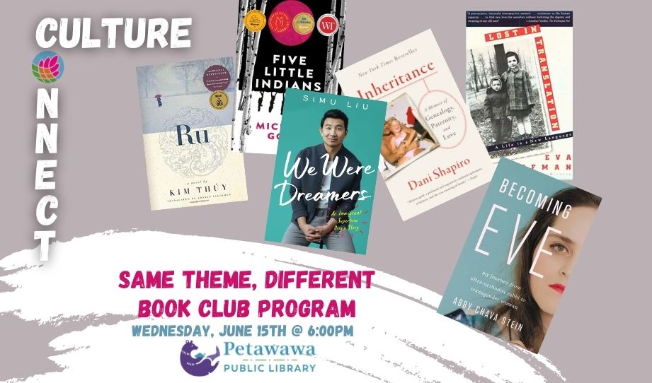 A graphic featuring a collage of book covers from the Culture Connect Community Reads