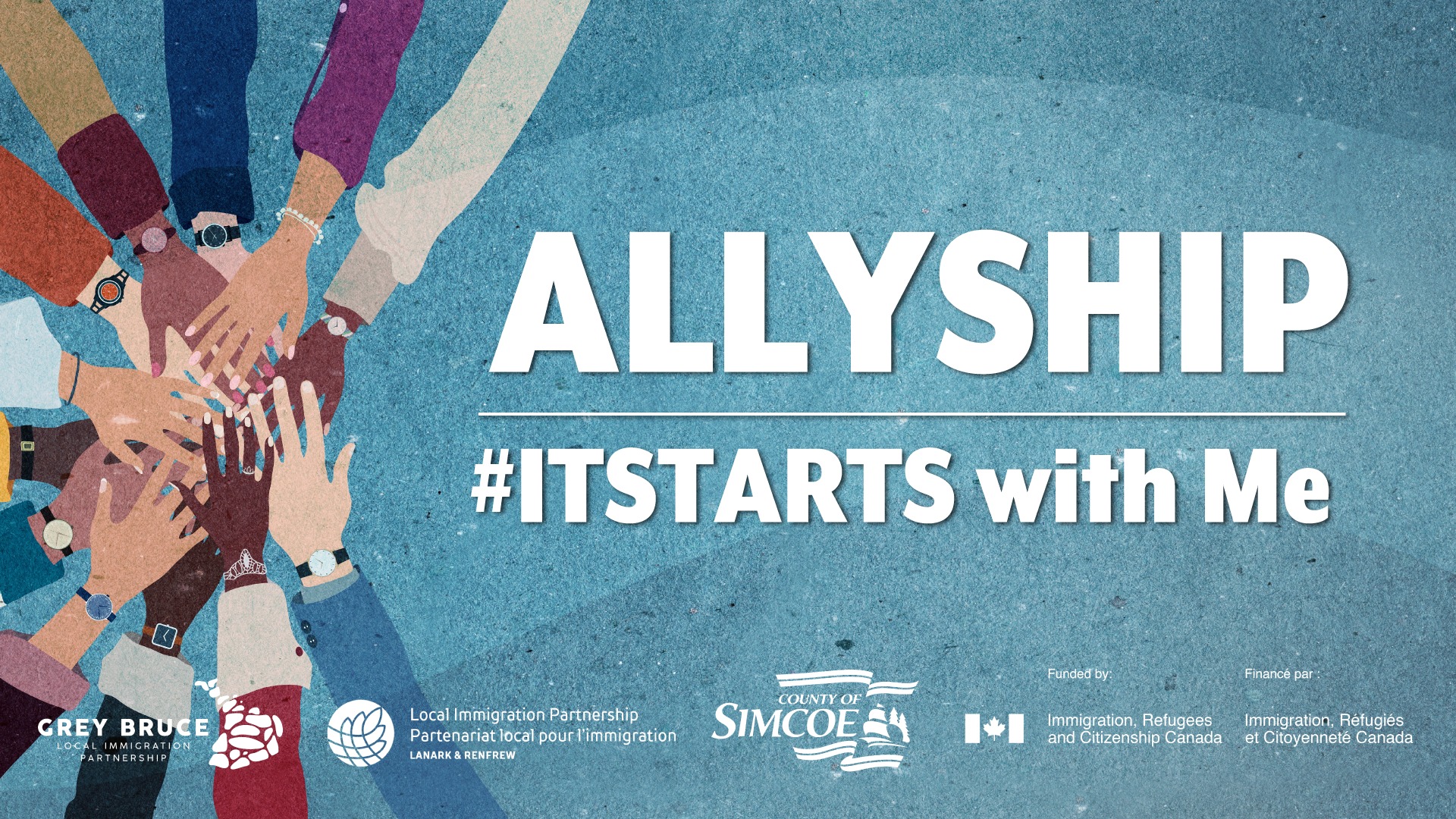 #ITSTARTS is a public awareness initiative developed by the Simcoe County Local Immigration Partnership to encourage positive communication among residents to reduce racism and discrimination.